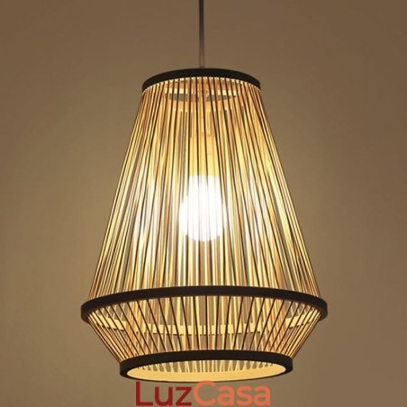 Luminária pendente de cabeceira em bambu trançado