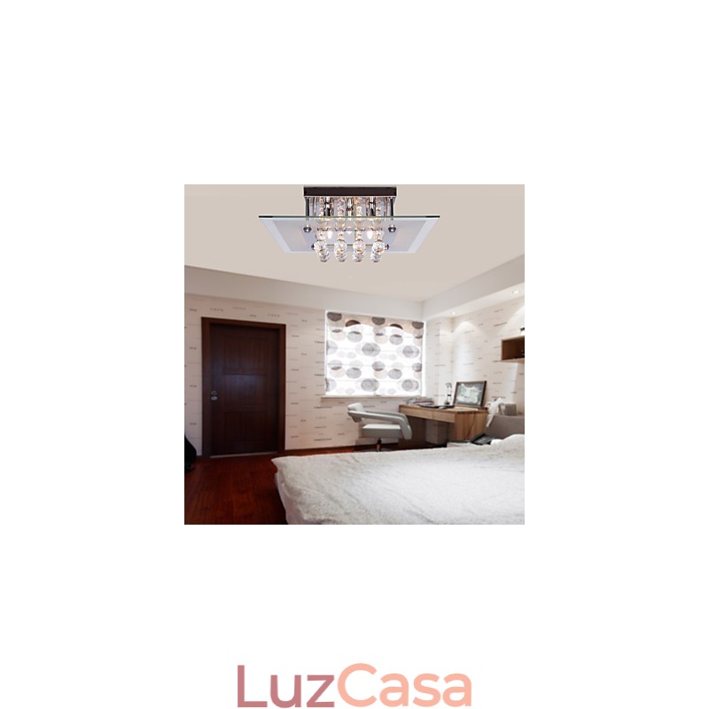 Luminária de teto moderna Crystal Living 5 luzes