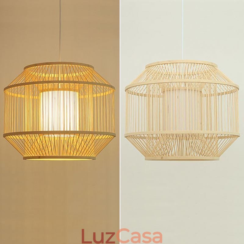 Luminária pendente de bambu com lanterna Luminária pendente japonesa criativa