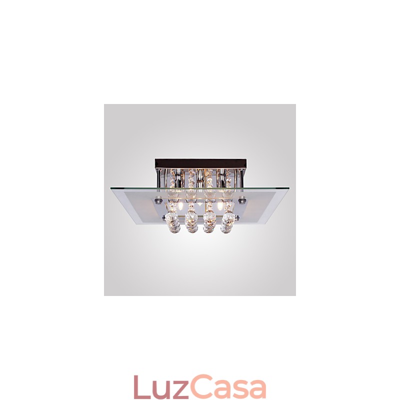 Luminária de teto moderna Crystal Living 5 luzes