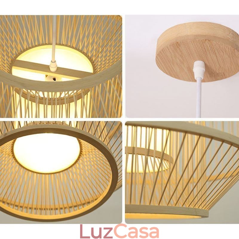 Luminária pendente de bambu com lanterna Luminária pendente japonesa criativa