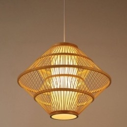Luminária pendente de bambu com design de giroscópio