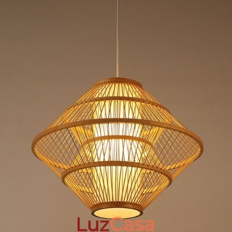 Luminária pendente de bambu com design de giroscópio Luminária pendente de bambu com design de giroscópio
