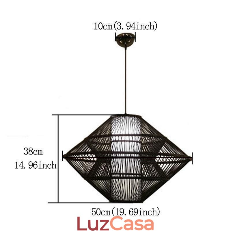 Luminária pendente de bambu com design de giroscópio