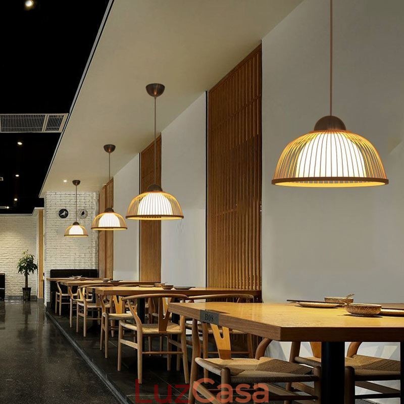 Luminária pendente moderna simples e descendente Luminária pendente especial de bambu Iluminação de cabeceira