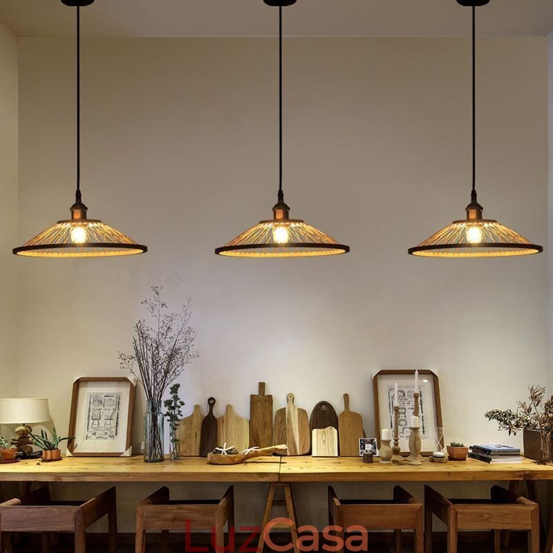 Luminária pendente de bambu Dome Luminária pendente tecida à mão