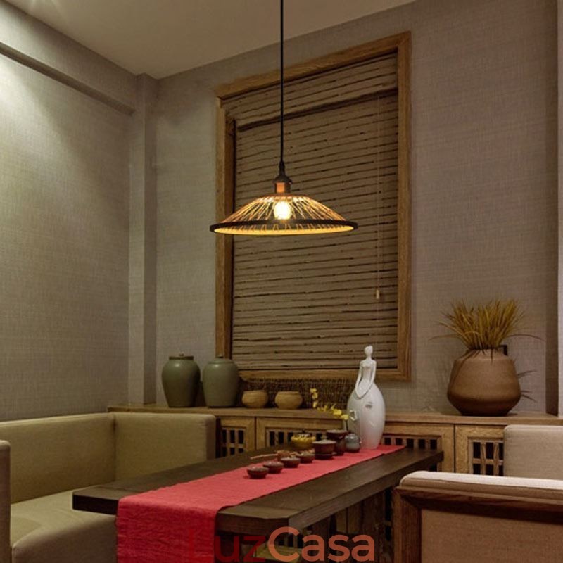 Luminária pendente de bambu Dome Luminária pendente tecida à mão
