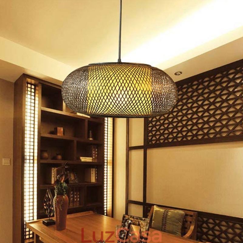 Luminária pendente decorativa de bambu Conforto visual
