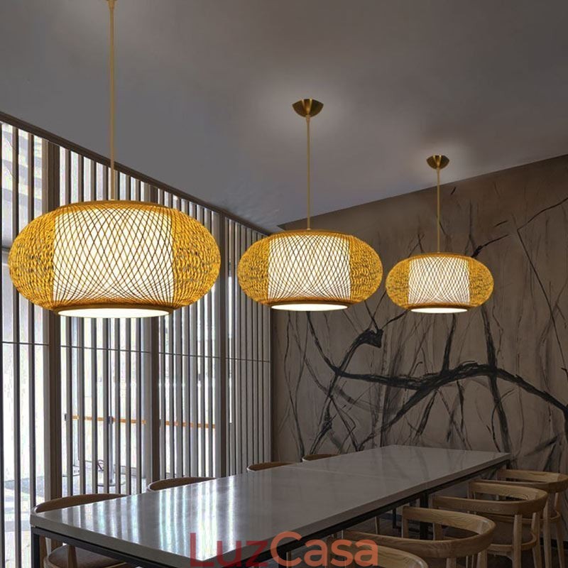 Luminária pendente decorativa de bambu Conforto visual