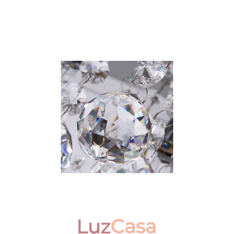 Luminária de teto moderna Crystal Living 5 luzes