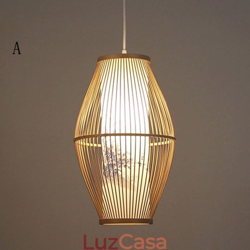 Luminária pendente clássica feita à mão em bambu