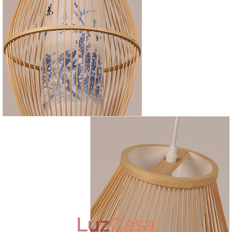 Luminária pendente clássica feita à mão em bambu