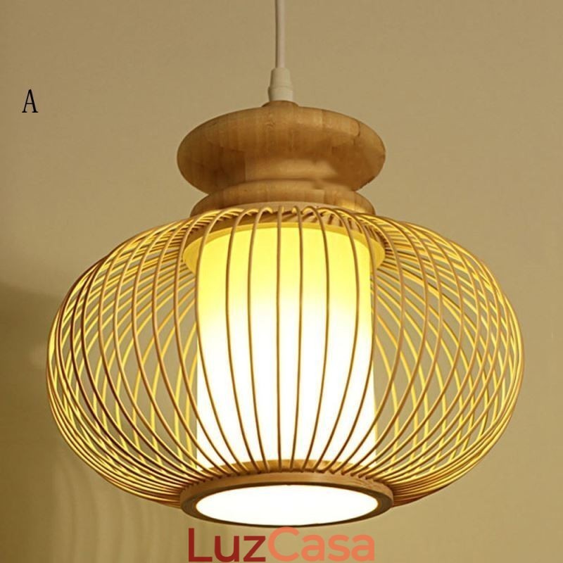 Luminária pendente de bambu nórdica requintada