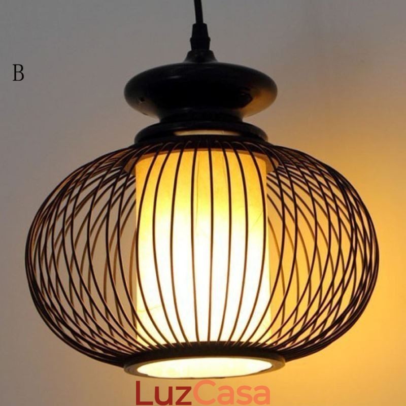 Luminária pendente de bambu nórdica requintada