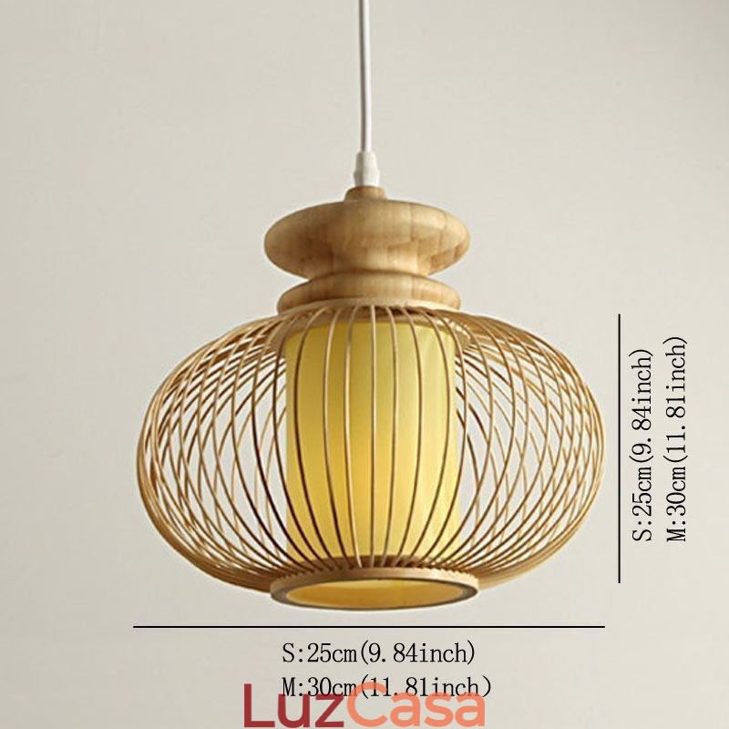 Luminária pendente de bambu nórdica requintada