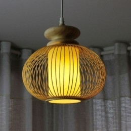 Luminária pendente de bambu nórdica requintada