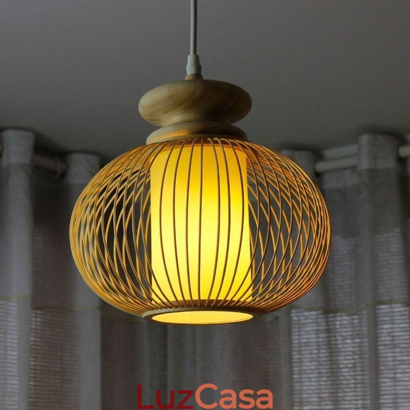 Luminária pendente de bambu nórdica requintada