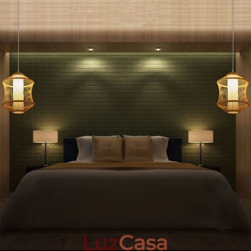Luminária pendente em gaiola de bambu Visual Comfort