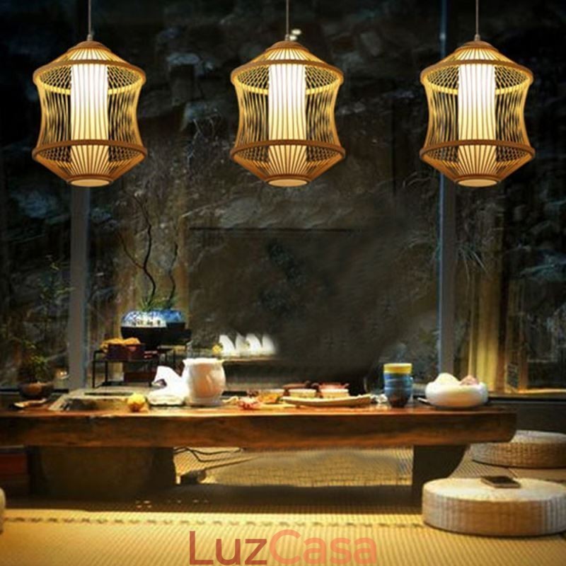 Luminária pendente em gaiola de bambu Visual Comfort