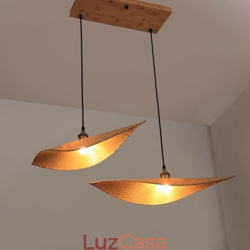 Luminária pendente criativa de folha Luminária pendente contemporânea de bambu Iluminação para sala de chá