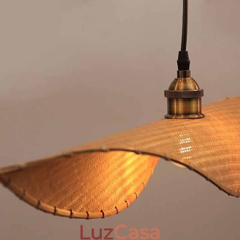 Luminária pendente criativa de folha Luminária pendente contemporânea de bambu Iluminação para sala de chá