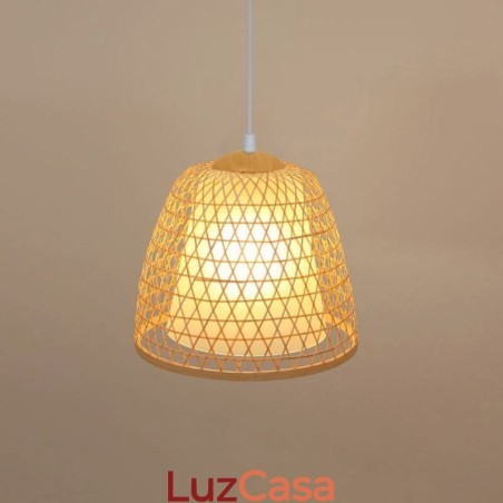 Luminária pendente de bambu com cúpula de conforto visual Luminária pendente de bambu com cúpula de conforto visual