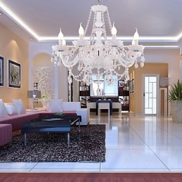 Lustre Cristal Branco Modern Living 8 Luzes