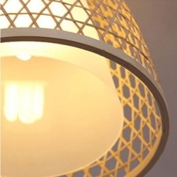 Luminária pendente de bambu com cúpula de conforto visual