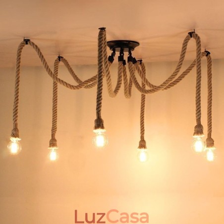 Estilo Retro 6 10 Cabeças Pendente Luz Corda De Cânhamo Lustre Vintage Luz De Teto
