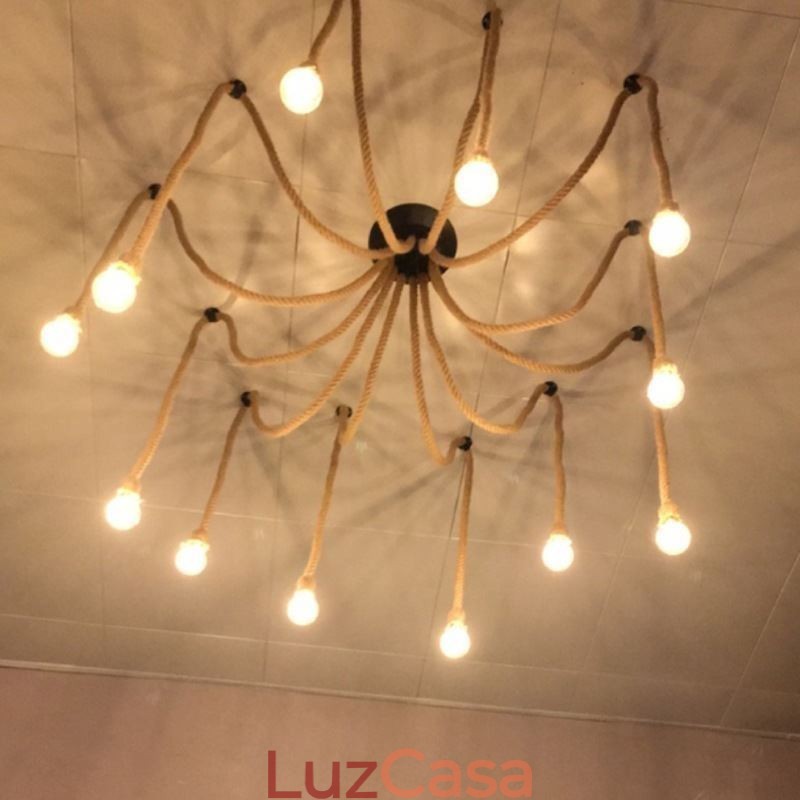 Estilo Retro 6 10 Cabeças Pendente Luz Corda De Cânhamo Lustre Vintage Luz De Teto