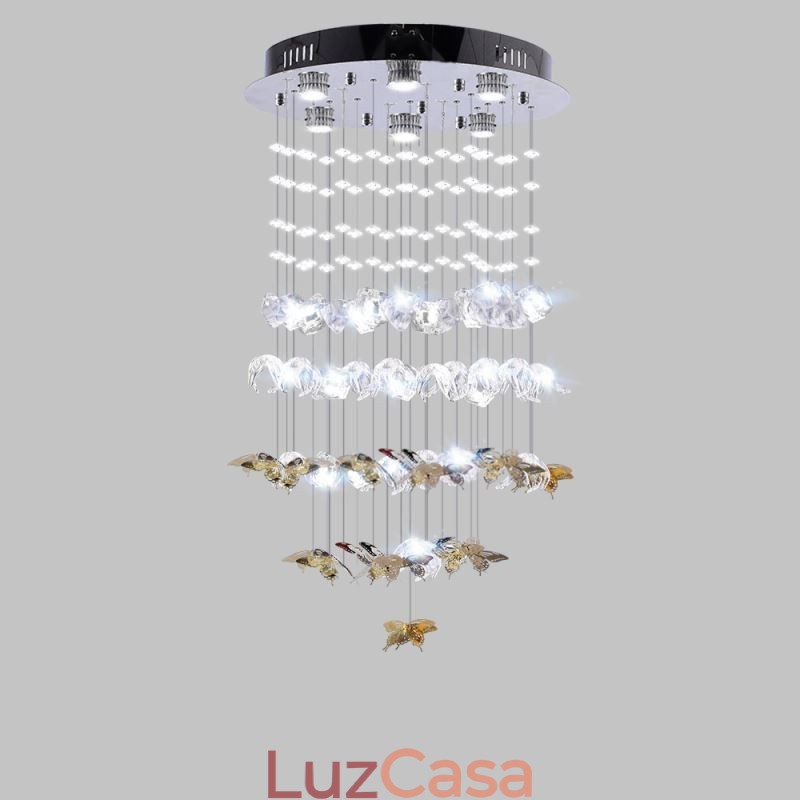 Luminária pendente nórdica Luminária pendente criativa de vidro borboleta