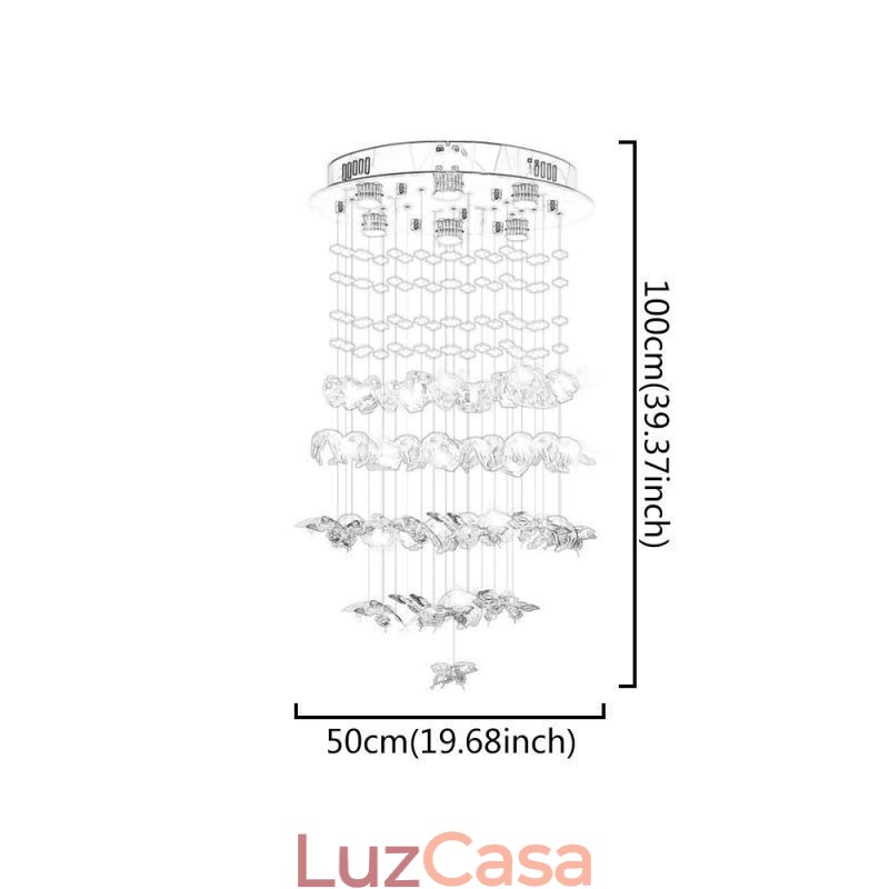 Luminária pendente nórdica Luminária pendente criativa de vidro borboleta