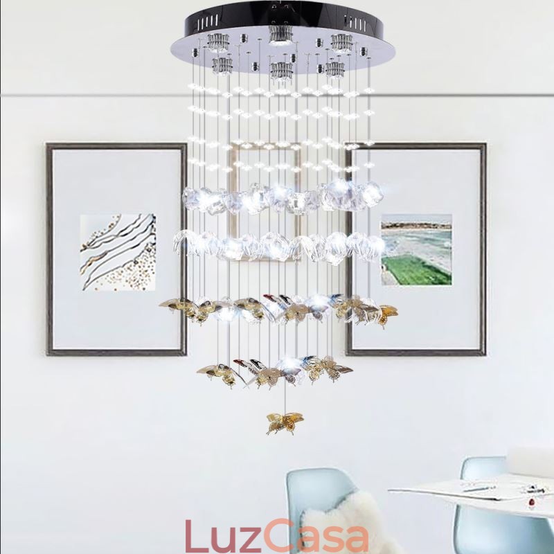 Luminária pendente nórdica Luminária pendente criativa de vidro borboleta