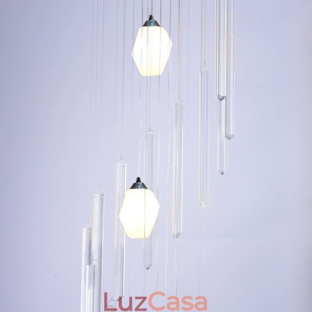 Cluster Pendant Light Moderno Grande Pingente Lustre de Cristal Duplex Escadaria Cluster Pendant Light Moderno Grande Pingente Lustre de Cristal Duplex Escadaria