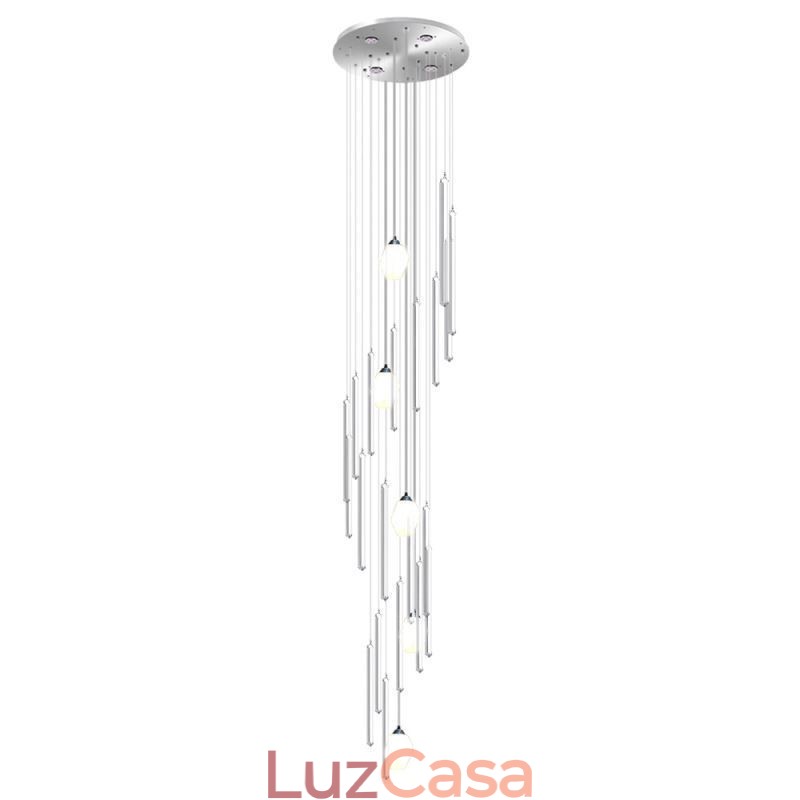 Cluster Pendant Light Moderno Grande Pingente Lustre de Cristal Duplex Escadaria