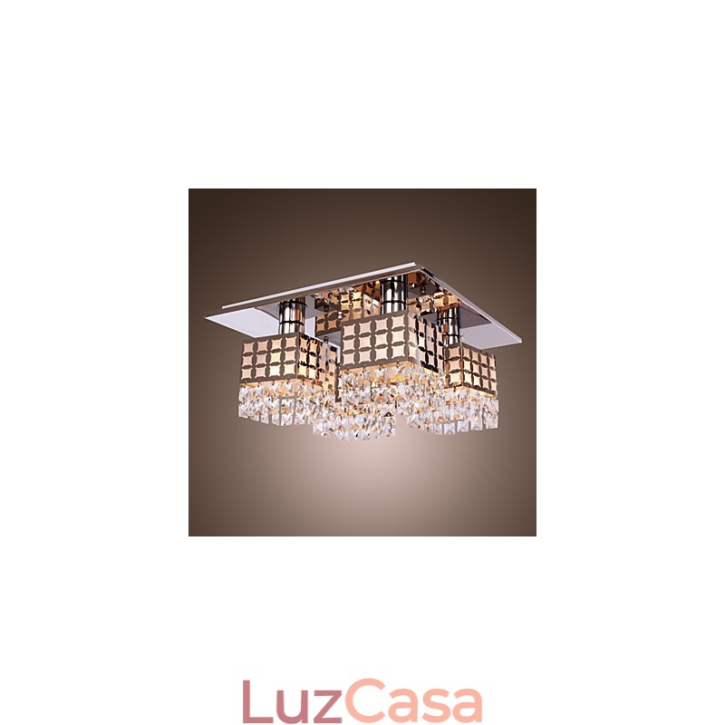 Lustre moderno de cristal inoxidável 4 luzes