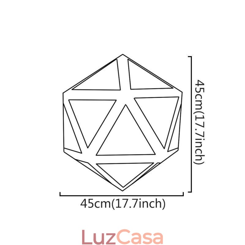 Luminária pendente geométrica em forma de diamante 3D com design translúcido