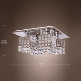 Lustre moderno de cristal inoxidável 4 luzes