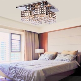 Lustre moderno de cristal inoxidável 4 luzes