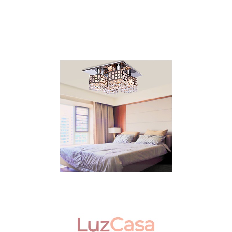 Lustre moderno de cristal inoxidável 4 luzes