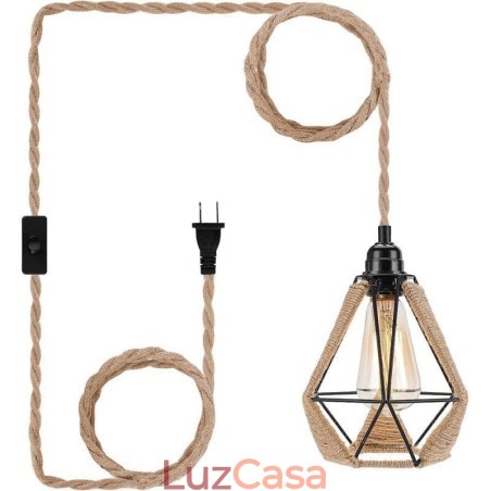 Luminária pendente retrô de corda de cânhamo, luz de teto, fio de suspensão de 5 m Luminária pendente retrô de corda de cânhamo, luz de teto, fio de suspensão de 5 m