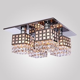 Lustre moderno de cristal inoxidável 4 luzes