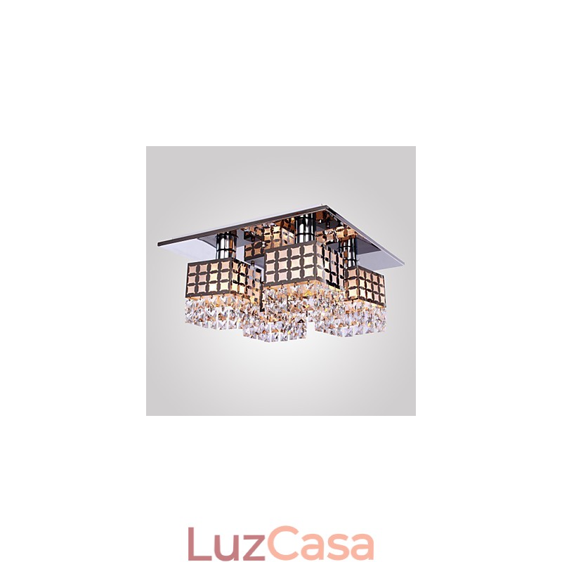 Lustre moderno de cristal inoxidável 4 luzes