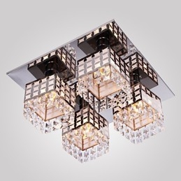 Lustre moderno de cristal inoxidável 4 luzes