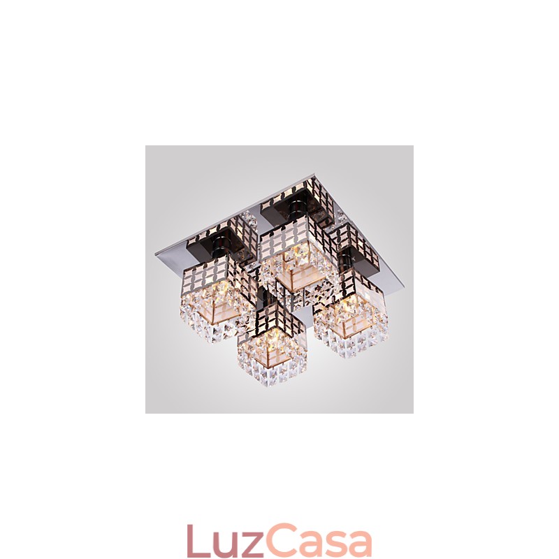 Lustre moderno de cristal inoxidável 4 luzes