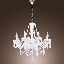 Lustre Cristal Branco Modern Living 8 Luzes
