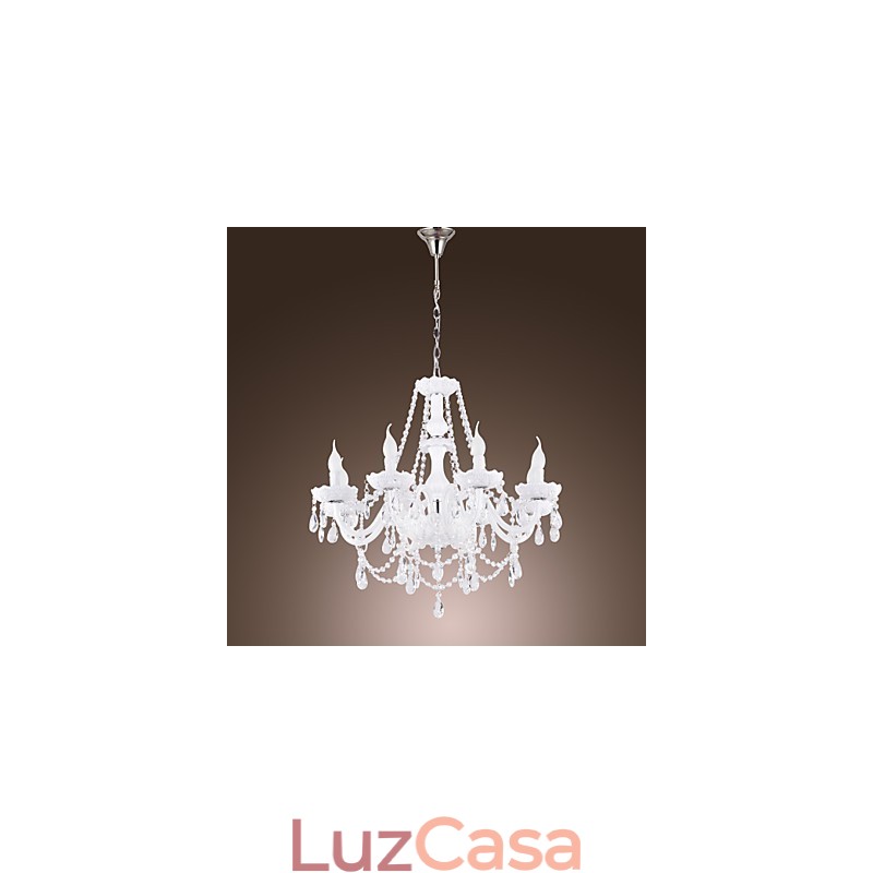 Lustre Cristal Branco Modern Living 8 Luzes