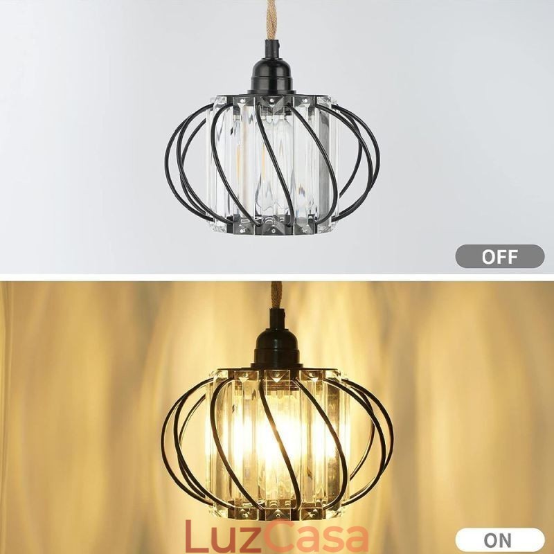 Retro Country Ceiling Light Corda de cânhamo Ferro Luz de cabeceira pendente com plugue