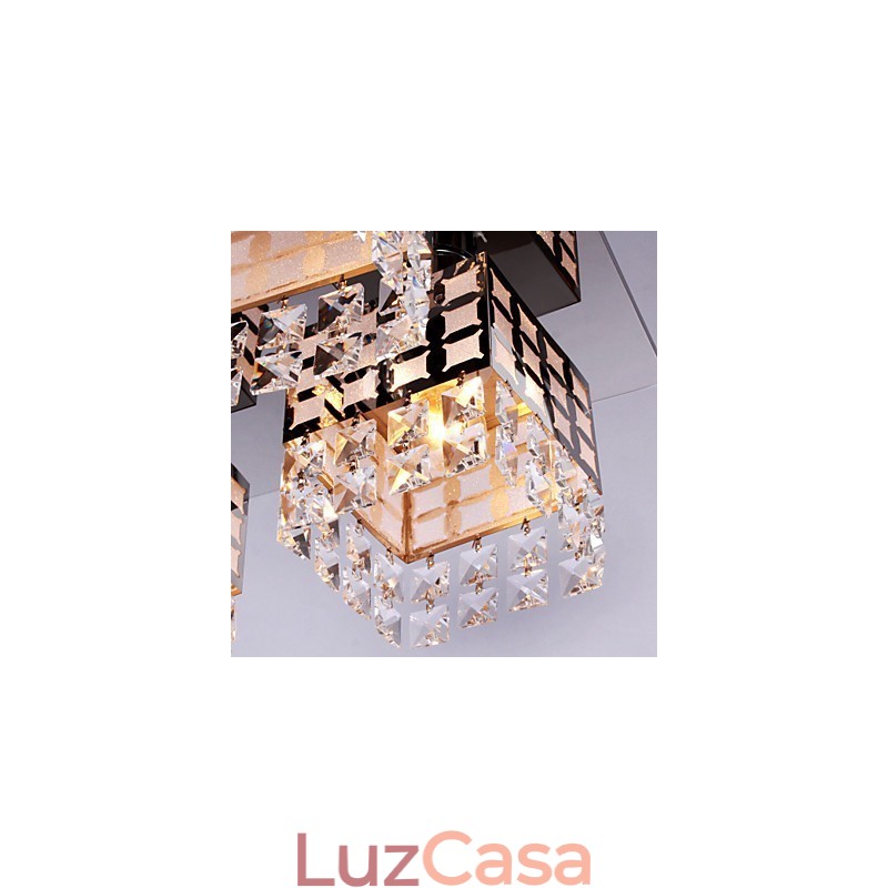 Lustre moderno de cristal inoxidável 4 luzes