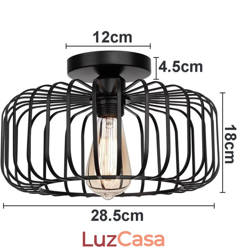 Luminária de teto simples em ferro com gaiola para pássaros embutida